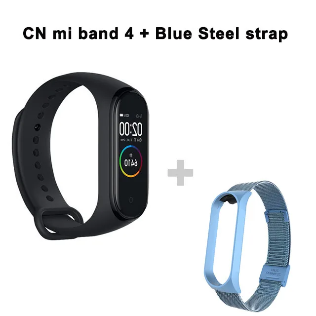 mi4 CN blue steel st Xiaomi Mi-браслет 3/4, умный браслет с цветным экраном, браслет, пульсометр, фитнес, музыка, умное управление, Bluetooth 5,0, 50 м, водонепроницаемые часы - Цвет: mi4 CN blue steel st
