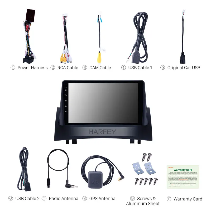 Flash Deal Harfey Car Stereo HD 9" Android 8.1 GPS Navi Radio for Renault Megane 2 2004 2005-2008 with Bluetooth AUX support Carplay TPMS 3