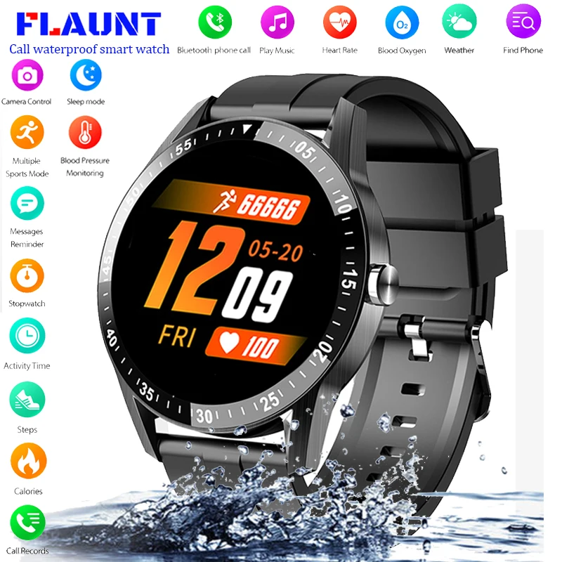 

FLAUNT Smart Watch Men High Quality Waterproof Bluetooth Call Clock SmartWatch Blood Pressure Heart Rate Monitor Smart Watches