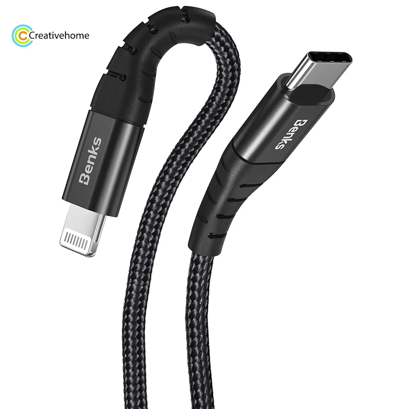 Benks M11 3A 8 Pin USB c PD MFI кабель для быстрой зарядки, Длина: 1,2 м