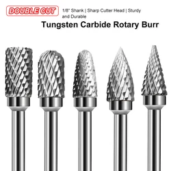 Fraises rotatives en carbure de tungstène pour fraisage du bois et de la viande, Double coupe simple, outils Dremel rotatifs, meulage au diamant, pointe de 6mm, 10 pièces de 1/8" 