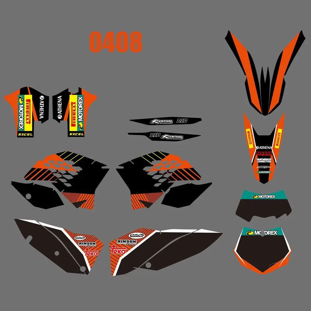 

New Full Graphics Decals Stickers Custom Number Name Glossy Bright Stickers For KTM EXC XCF 125 250 450 530 2008 2009 2010 2011