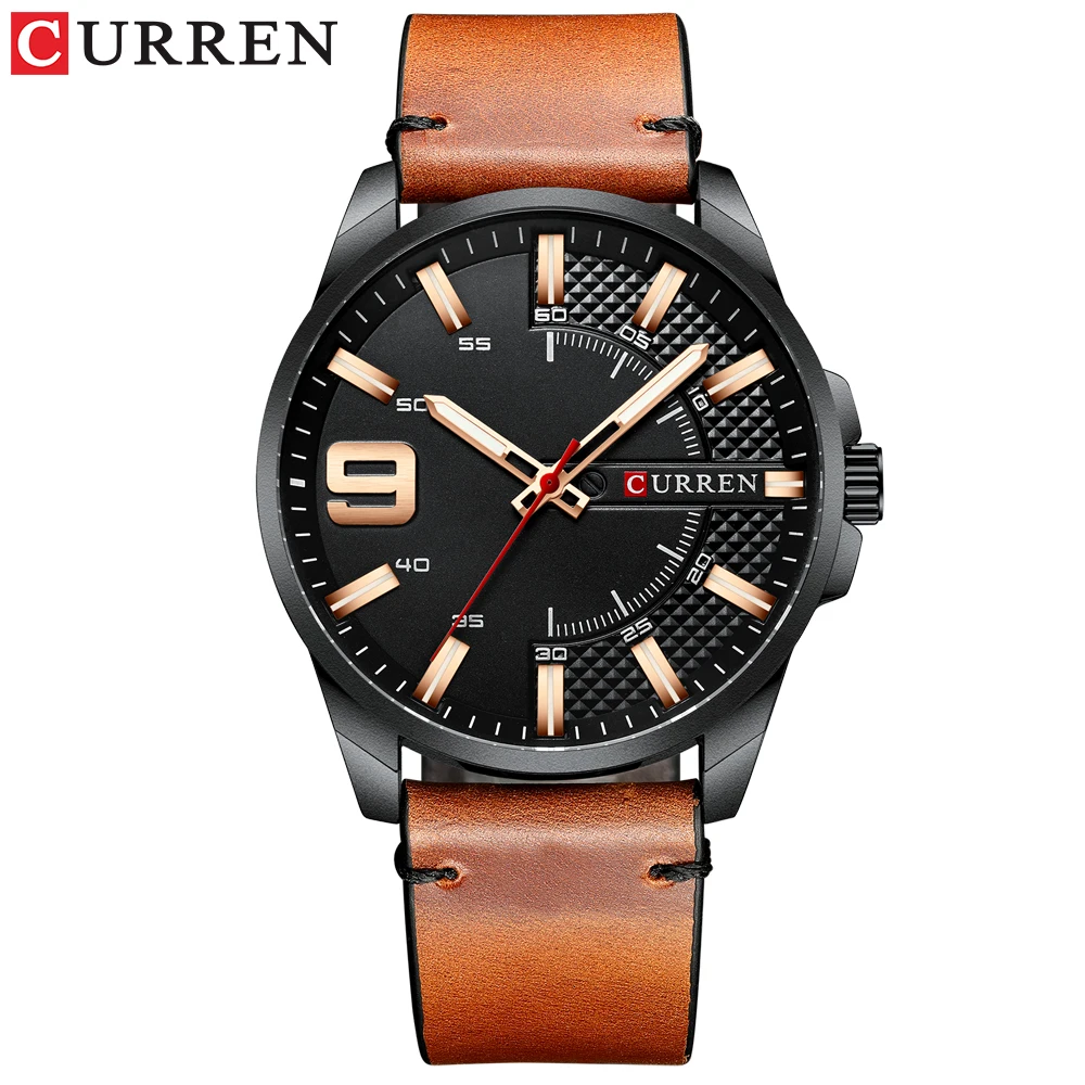 black rose Curren 8371,, Топ бренд, роскошные деловые часы, мужские часы, мужские кварцевые наручные часы, светящиеся стрелки, мужские часы - Цвет: black rose