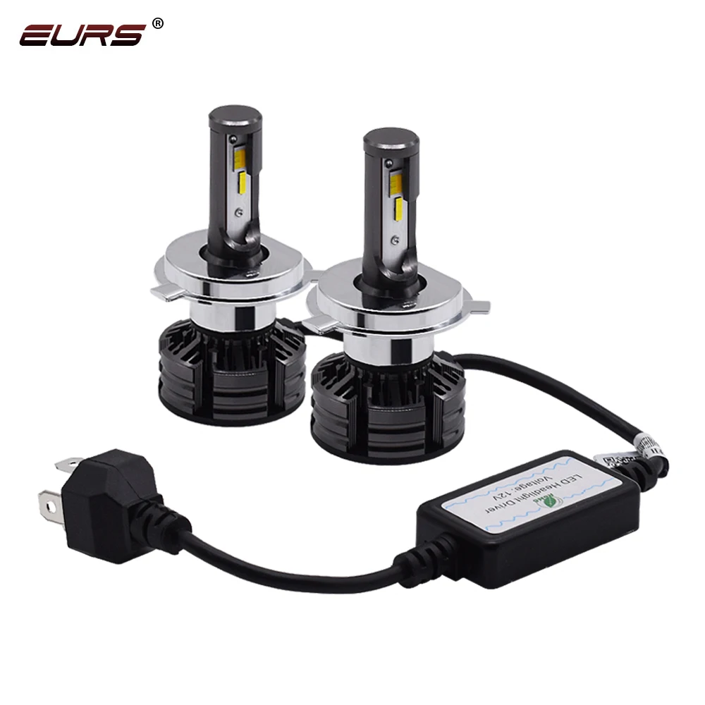 EURS H11 Led H4 H7 4300K 3000K 6000K автомобильный налобный фонарь 9005 9006 9012 60 Вт лм три цвета Температура со вспышкой и стробоскопом