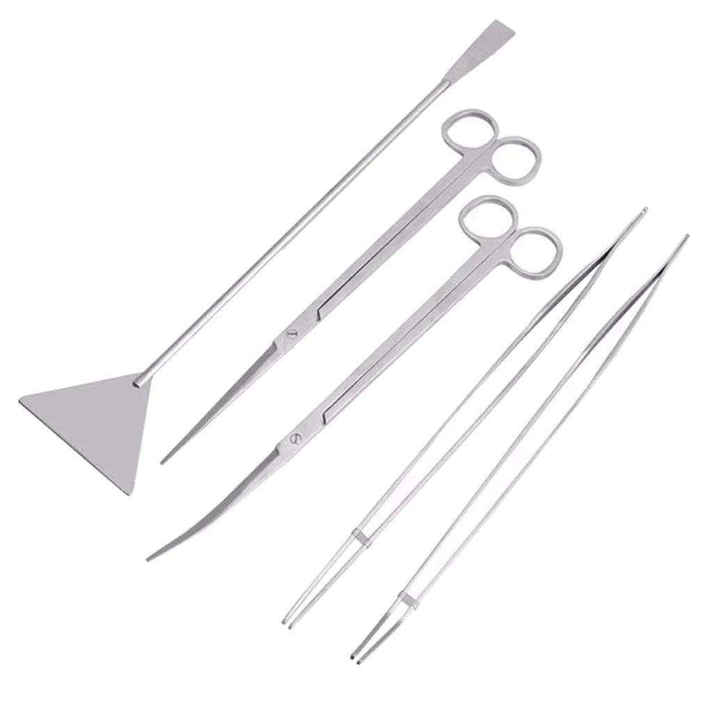 3/5pcs Aquarium Maintenance Tools Kit Fish Tank Live Plants Grass Aquatic Plant Stainless Steel Tweezers Scissors - Цвет: NO.3