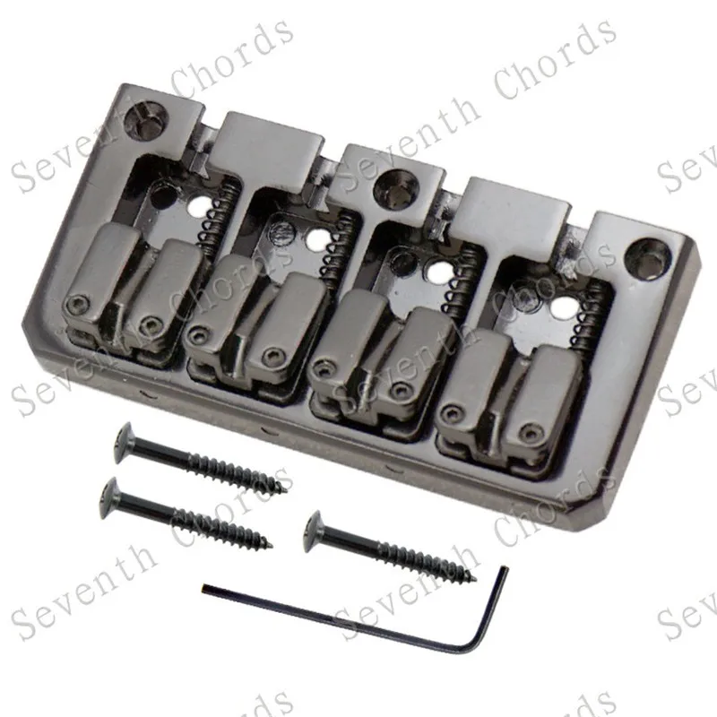 EIN Set Von 4 Saiten Bass Gitarre Brücke Gitarre Teile Schwarz Silber Farbe Musical Instrument Zubehör – Detail 1