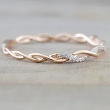 Creative Rose Gold Color Twist Classical Cubic Zirconia Wedding Couple Ring Rose Gold Ring For Women Party Jewelry Anniversary