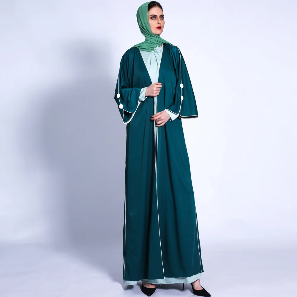 

Elegant Luxury Muslim Abayas Women Solid Color Arabic Maxi Robe Middle East Dubai Kaftan Ramadan Islamic Open Kimono Cardigan