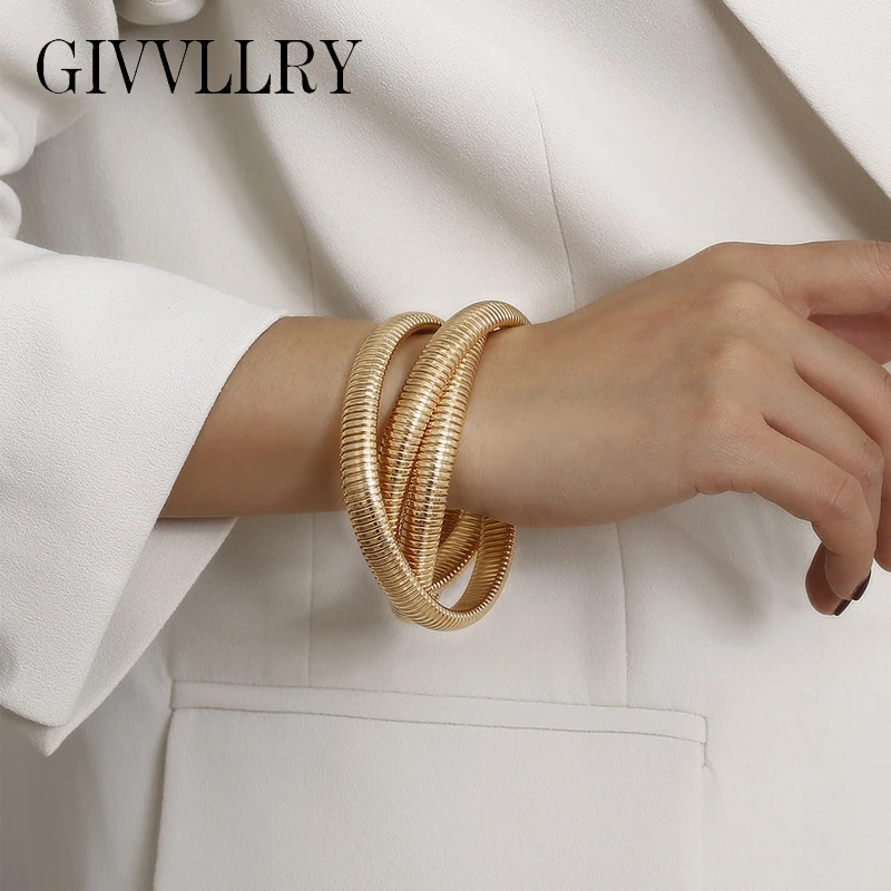 

Creative Chunky Chain Bracelet Steampunk Jewelry Personalized Vintage Exaggerated Punk Gold Triple Layered Bracelets for Women