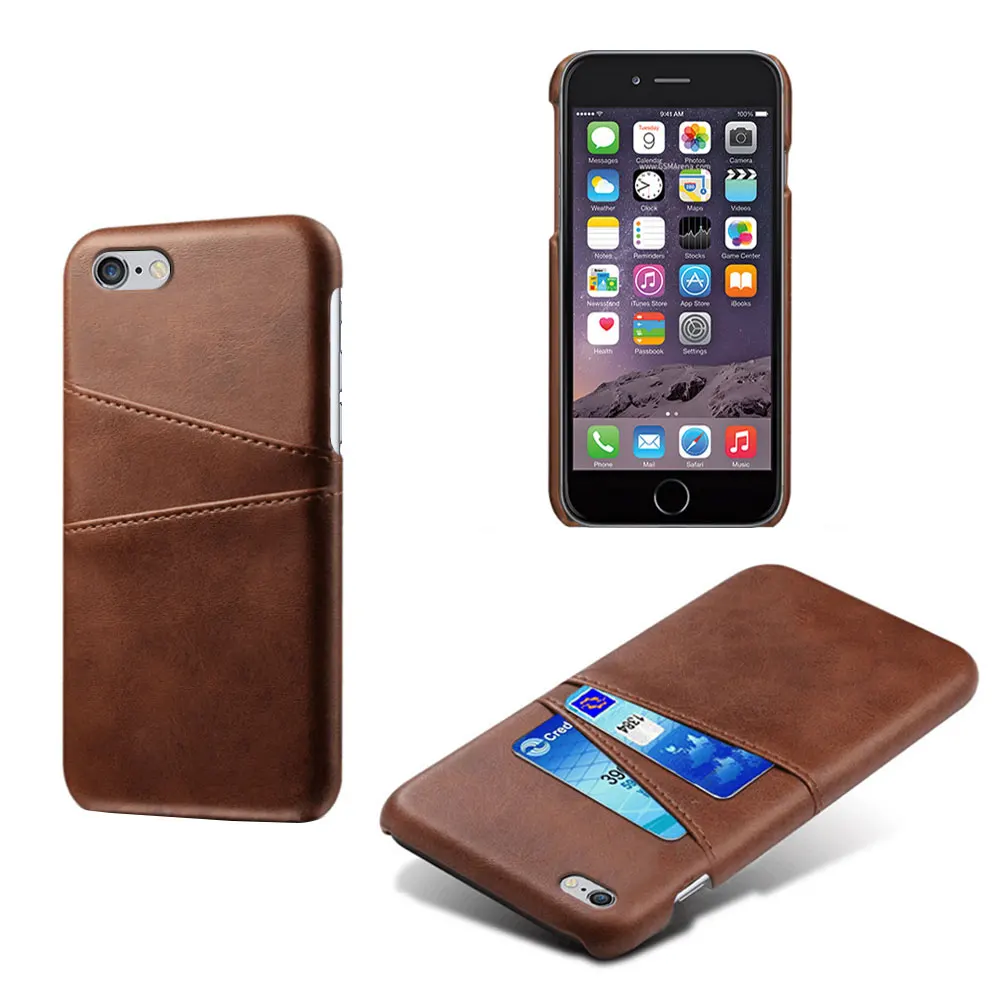 Чехол для iPhone 4, 4S, 5, 5S, 5c, SE, 6, 6 S, 7, 8 Plus, X, XS, XR, XS MAX, 11 Pro, MAX, с отделением для карт, держатель телефона из искусственной кожи чехол для 5, 5S, SE, 4 - Цвет: Case-Brown