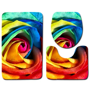 

3pcs Anti-slip Bath Mat Set Bathroom Carpets Set Microfiber Toilet Rugs Bathroom Floor Mats Printed Mats Accessories for Home