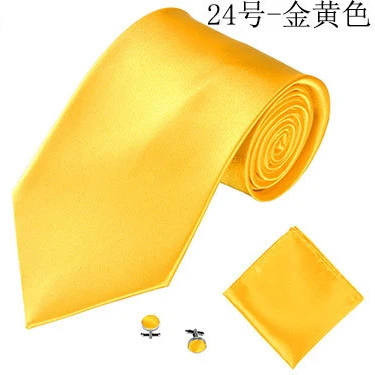 Мужские галстуки сплошной цвет галстук Hanky комплект запонок для деловых формальных свадебных вечеринок аксессуары повседневная одежда - Цвет: 24