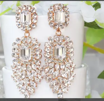 New Crystal Dangle Earrings For Women Rhinestone Earrings Weddings Ladies Party Fashion Jewelry Accessories Wholesale Gifts 1