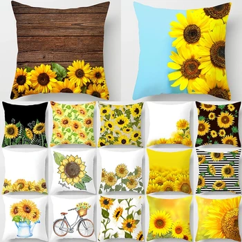 

Sunflower Plants Pattern Decorative Cushions Pillowcase Polyester Cushion Cover Throw Pillow Sofa Decoration Pillowcover 40903