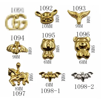 

50pcs/pack metal nail art animal fox bat pig carousel bear for jewelry nails sticker decoration gel nail art tools
