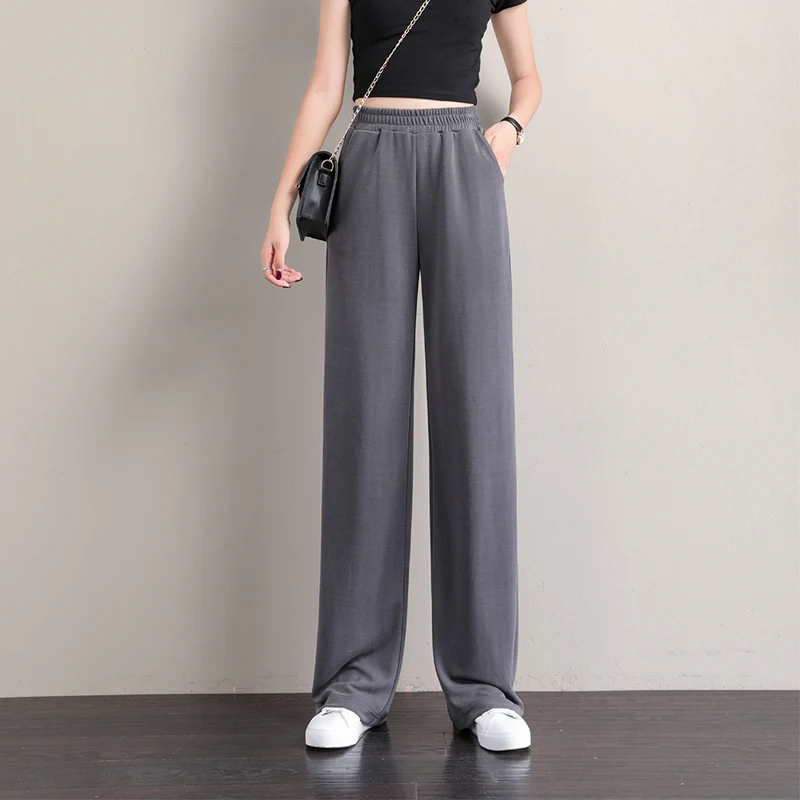 Women Straight Pants Wide leg high waist  full length Sweatpants Korean style Streetwear Loose Oversize  Famale Casual trousers 2