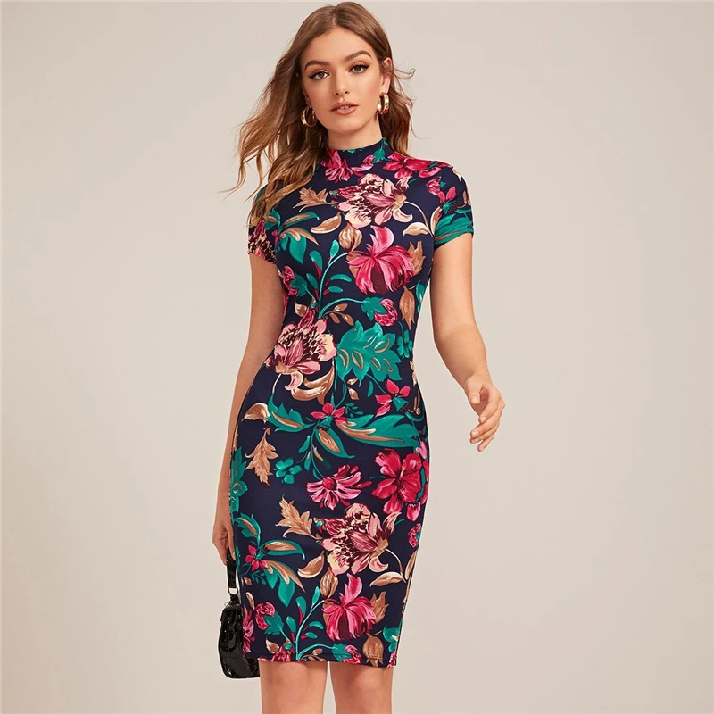 

2020 hot style Chinese cheongsam fit ladies spring and autumn elegant pencil midi dress popular retro style slim slimming