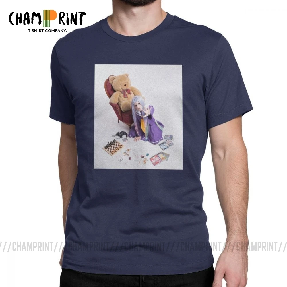 Shiro No Game Life T-Shirt for Men Fun Pure Cotton Tee Shirt Round Collar Short Sleeve T Shirts Adult Clothes |