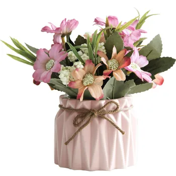 

Nordic Rural Style Simulation Flowers Daisy Small Potted Plant Flower Vase Ceramic Crafts Home Desktop Decoration Office R3111