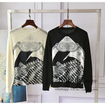 

high end fall 2020 Sweaters for women Knitting Pattern pure Silk wool Sweater Knitted Autumn round Neck Long-Sleeved Pullover