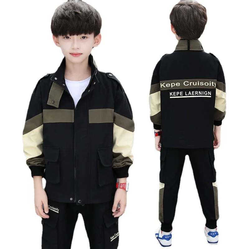 

Boys' Suit New Children's Spring and Autumn Handsome Boys' Work Clothes Coat+pant Two-piece Sport Sets 4-8 9 10 11 12 Ages