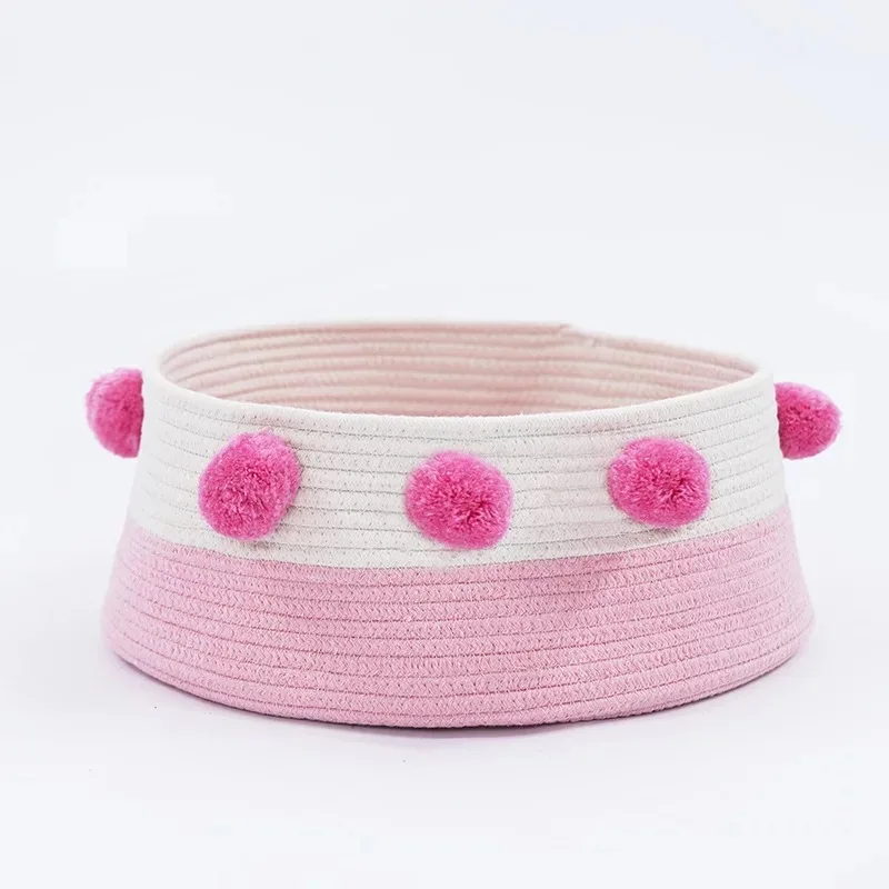 Pink Хлопковая круглая кошечка с помпоном с шариками для кошек Щенок Котенок Дом уютный, складной портативный дышащий маленькие собаки - Цвет: Pink