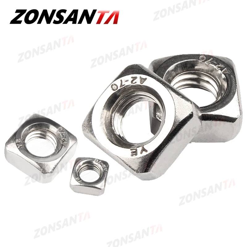 ZONSANTA Vierkantmuttern M3 M4 M5 M6 M8 M10 M12 A2 304 Edelstahl Din557 – Detail 4