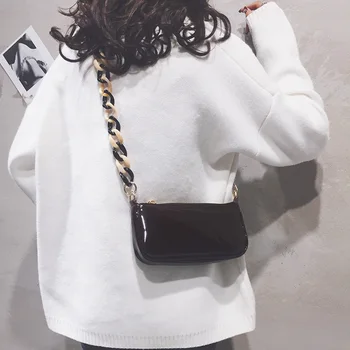 

Lacquered leather small bag women's bag new 2020 bright face portable small square bag with all kinds of texture and foreign