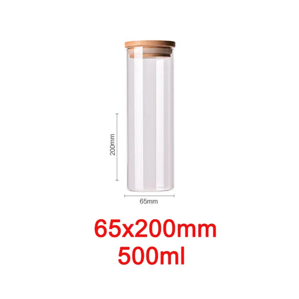65x200mm Стеклянная бутылка для хранения пищевых продуктов канистра для кухонных контейнеров банка с крышкой коробки специй Чай вакуумные крышки сахара миска-контейнер - Цвет: 65x200mm