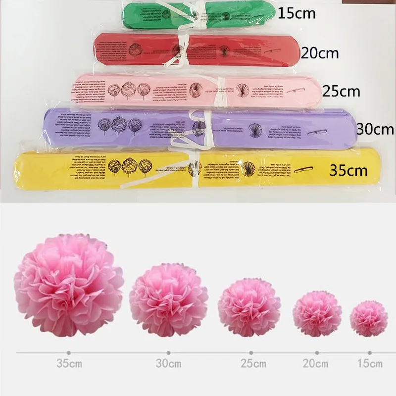 5PCS Handmade 6''(15CM) Tissue Paper Pom Poms Paper Flower Ball For Home  Garden Party Wedding Birthday&Wedding Car Decoration