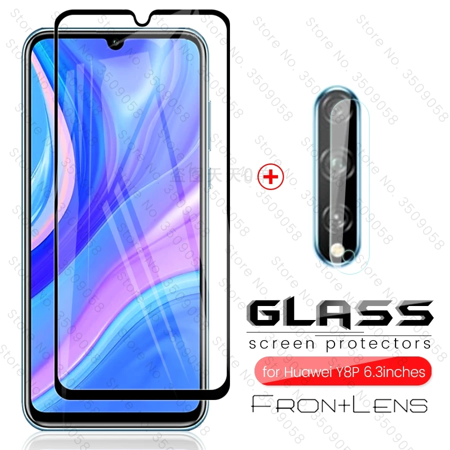 glass for huawei y8p 2020 glasses on the screen and camera lens protective film to huaweiy8p huiweiy