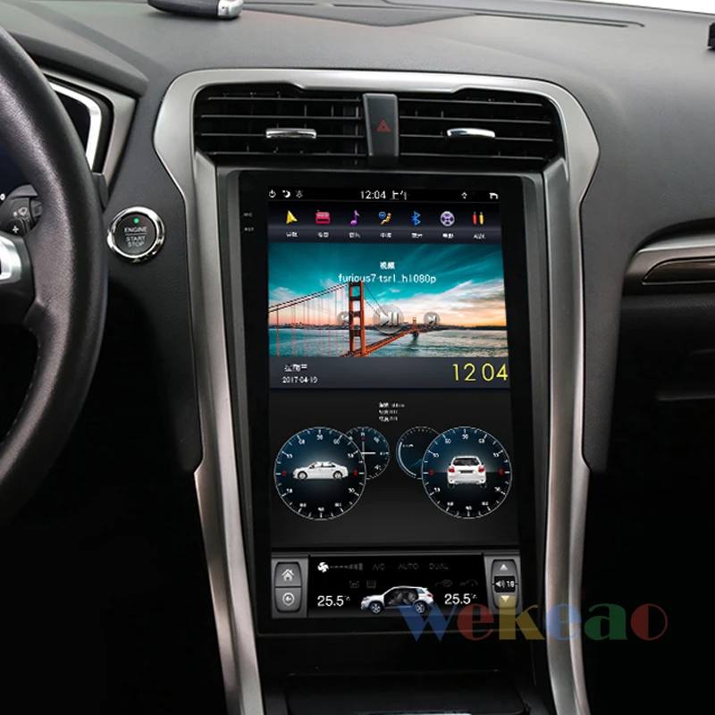 Wekeao вертикальный экран Tesla style 12,1 ''1 Din автомобильный dvd-плеер на основе Android автомобильный радиоприемник с gps навигацией для FORD Mondeo 2013+ wifi