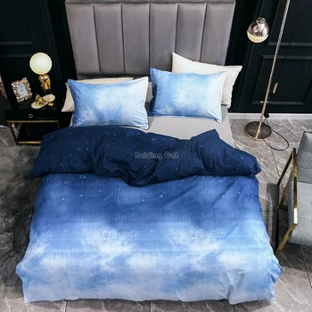 

Home Textile Blue Sky Stars Printed Bedding Set Bed Linens Adult Kids Bedroom Duvet Cover Set Pillowcase Twin Full Queen King