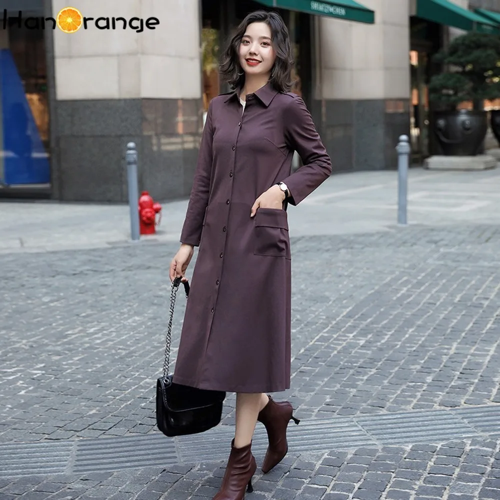 

Single Breasted Women Windbreaker 2019 Spring Autumn Plus Size Over Knee-length Trench