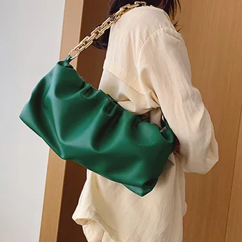 

New Chain Women Shoulder Bags Clip High Quality Brand Designer Handbags Fashion Soft Cloud Clutch Bag Fold Small Lady Hand Bags