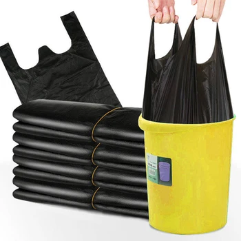

Disposable Black Thick Plastic Handles Garbage Bag Rubbish Bags Trash Bags Waste Bags for Kitchen/Home/Toilet/Office