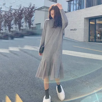 

2020 nian chun qiu zhuang New Style Korean-style over-the-Knee Jersey Dress WOMEN'S Dress Loose Slimming Popular Mid-length Skir