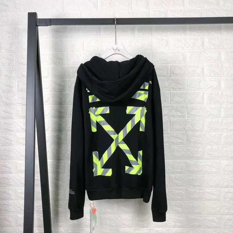 OFF-white OW 19SS ограниченная Светоотражающая толстовка с капюшоном cordon мужская пара