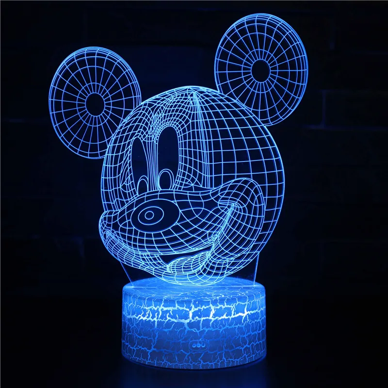 Acrylic Led Night Light Cartoon Mickey Mouse Shape LED Nightlamp for Bedroom Decorative  Disney 3d Led Lamp Manga Birthday Gifts