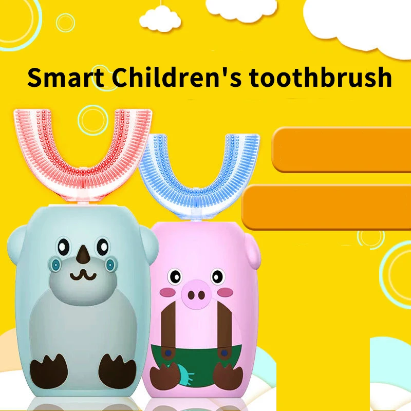 

Smart Sonic Electric Toothbrush Rechargeable U Type Silicone UV Sterilization Kids 360 Degree Teeth Brush children home health