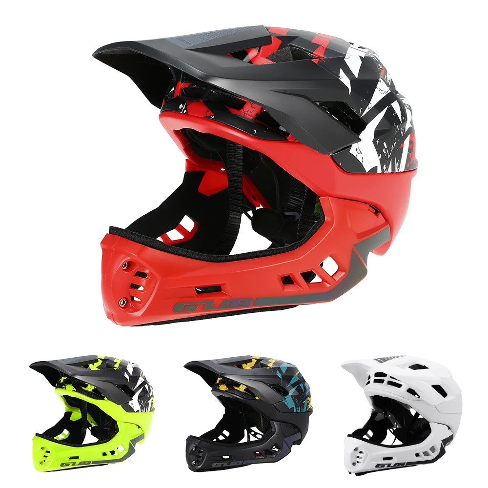 

GUB Cycling Helmet Detachable Full Face Helmet for Child Skating Skiing Reflective Safety Helmet with Visor and Warning Light