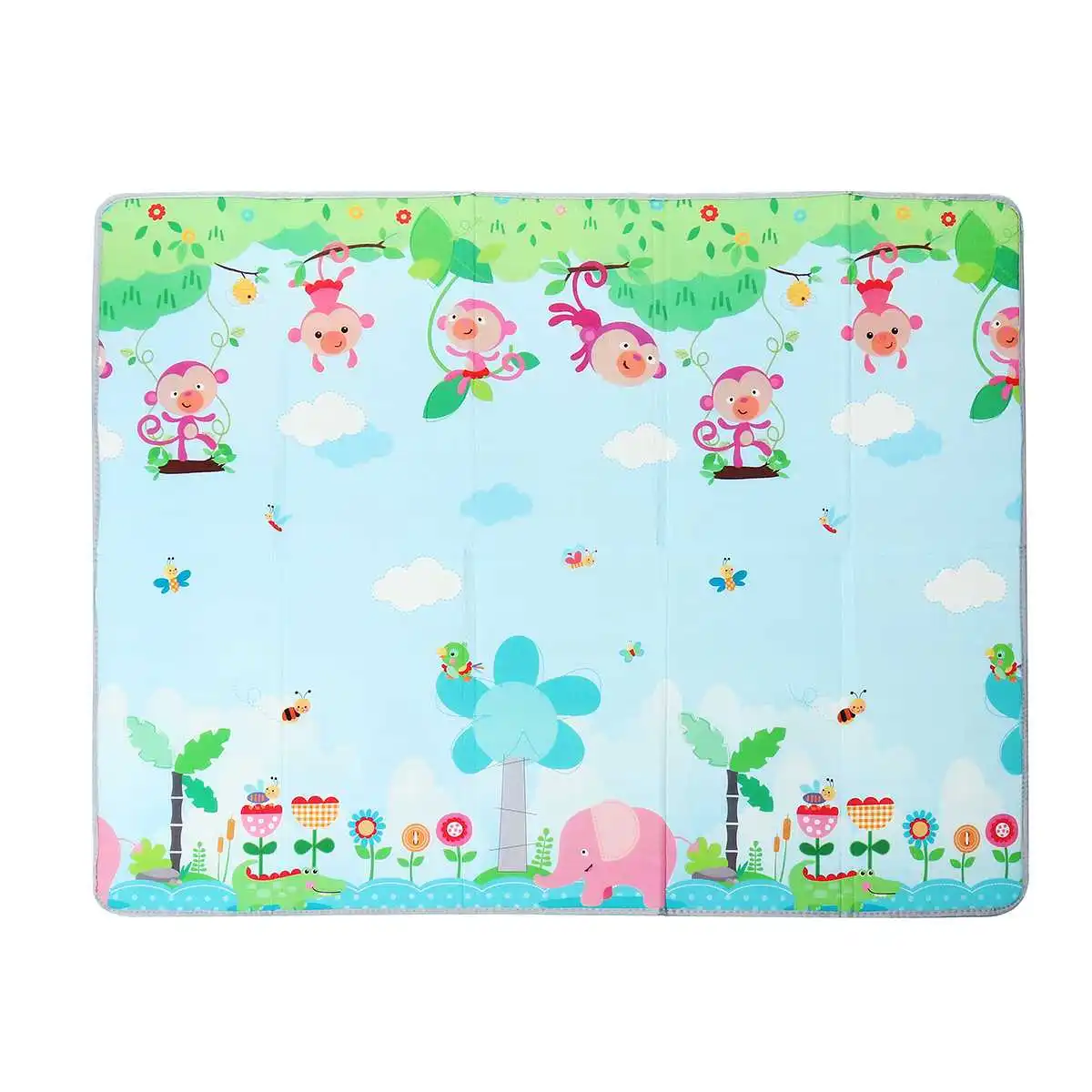 Складной LDPE мультяшный детский игровой коврик 200*180 см детский коврик-пазл детский коврик для ползания детский коврик Детские коврики для игры ковер - Цвет: Mountain Monkey