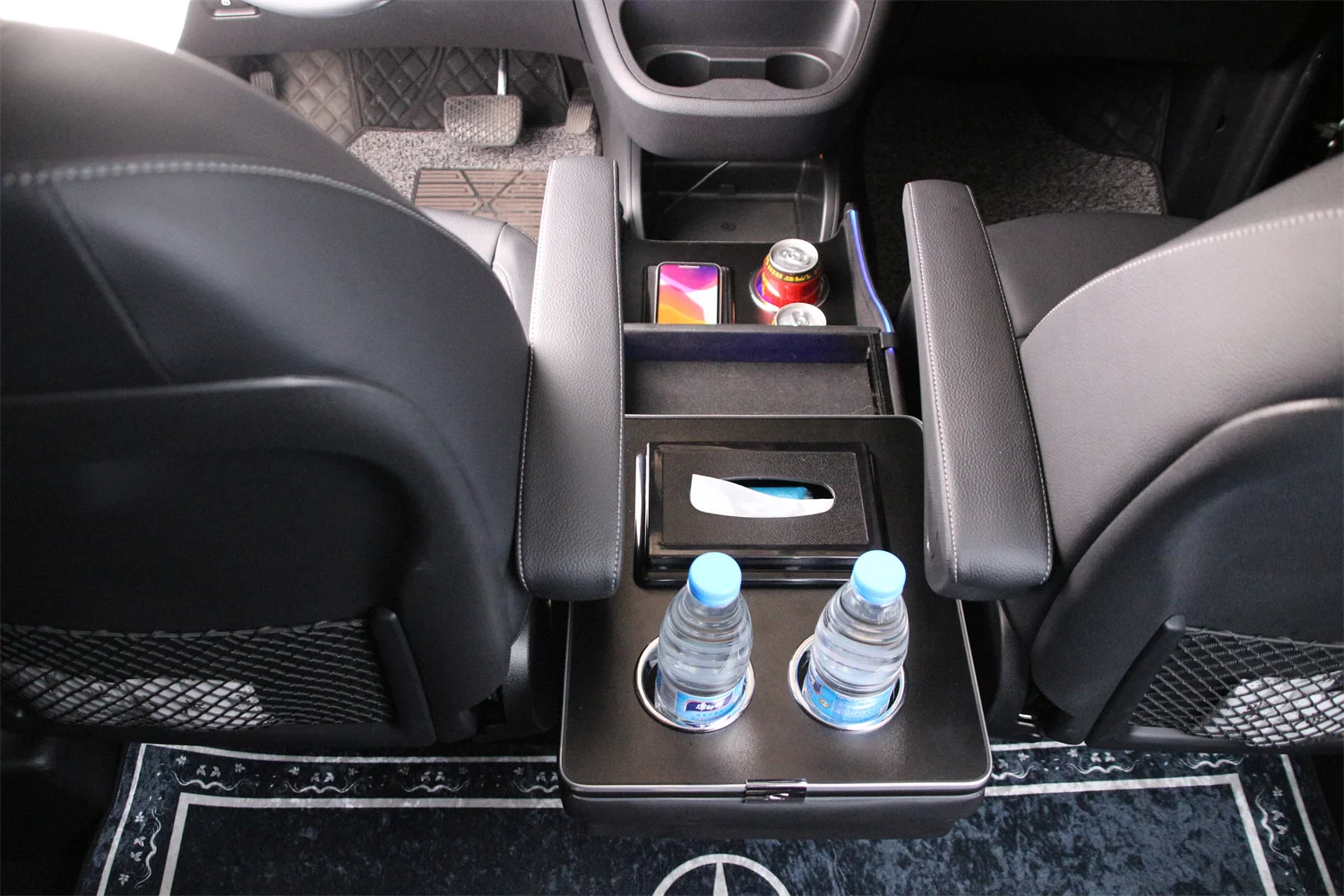 Organizador De Salpicadero Para Mercedes Vito 2016-2023 - Caja De Almacenamiento Central, Material ABS Negro