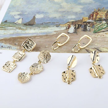 

10pcs Europe And America Simple Alloy Geometric Hollow 925 Tremella Trendy Stud Earrings For Women Material Jewelry Accessories