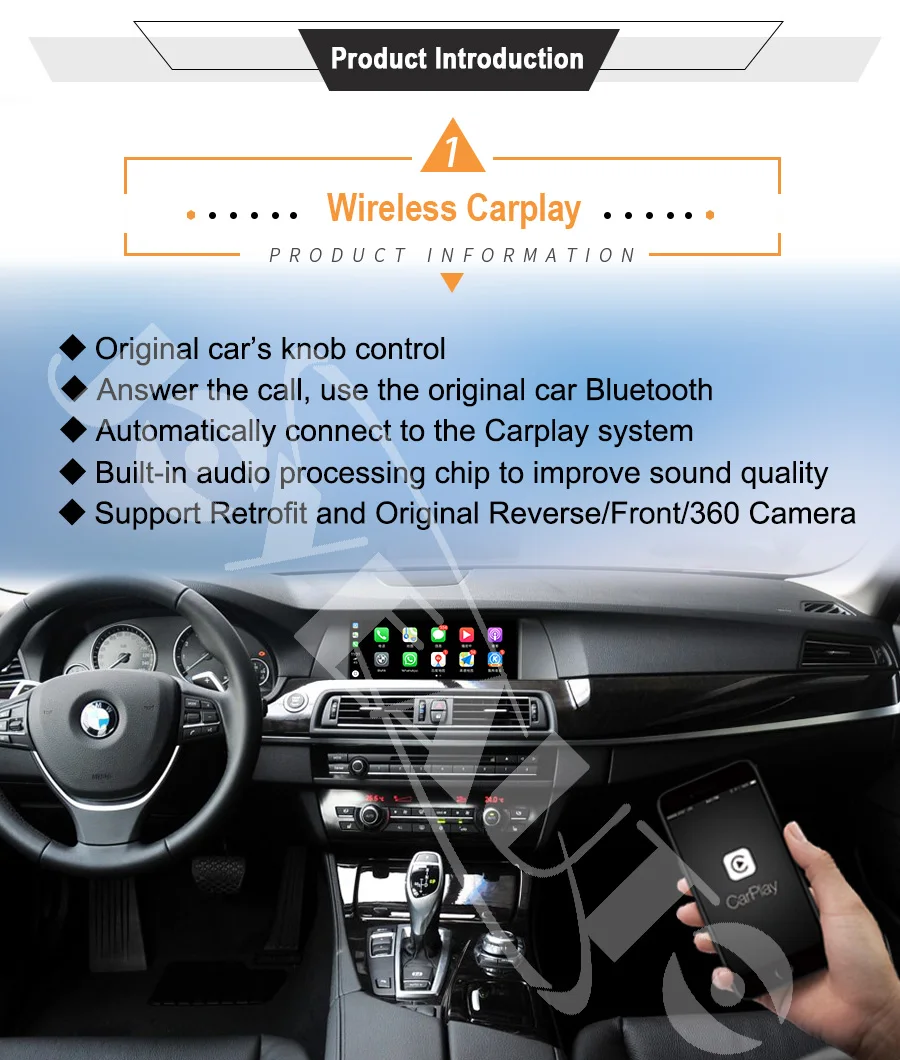 Excellent Joyeauto WIFI Wireless Apple Carplay Car Play for BMW CIC 1 3 5 6 7 Series E81 F60 E90 F07 Android Mirror Support Rear Front CM 0