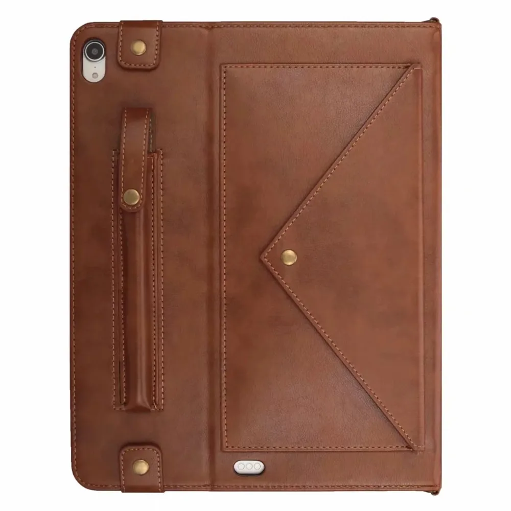 Coffee color Чехол-конверт из искусственной кожи для нового iPad Pro 11 с ручкой в ручную полоску, чехол-подставка для iPad Pro 11 дюймов+ пленка - Цвет: Coffee color
