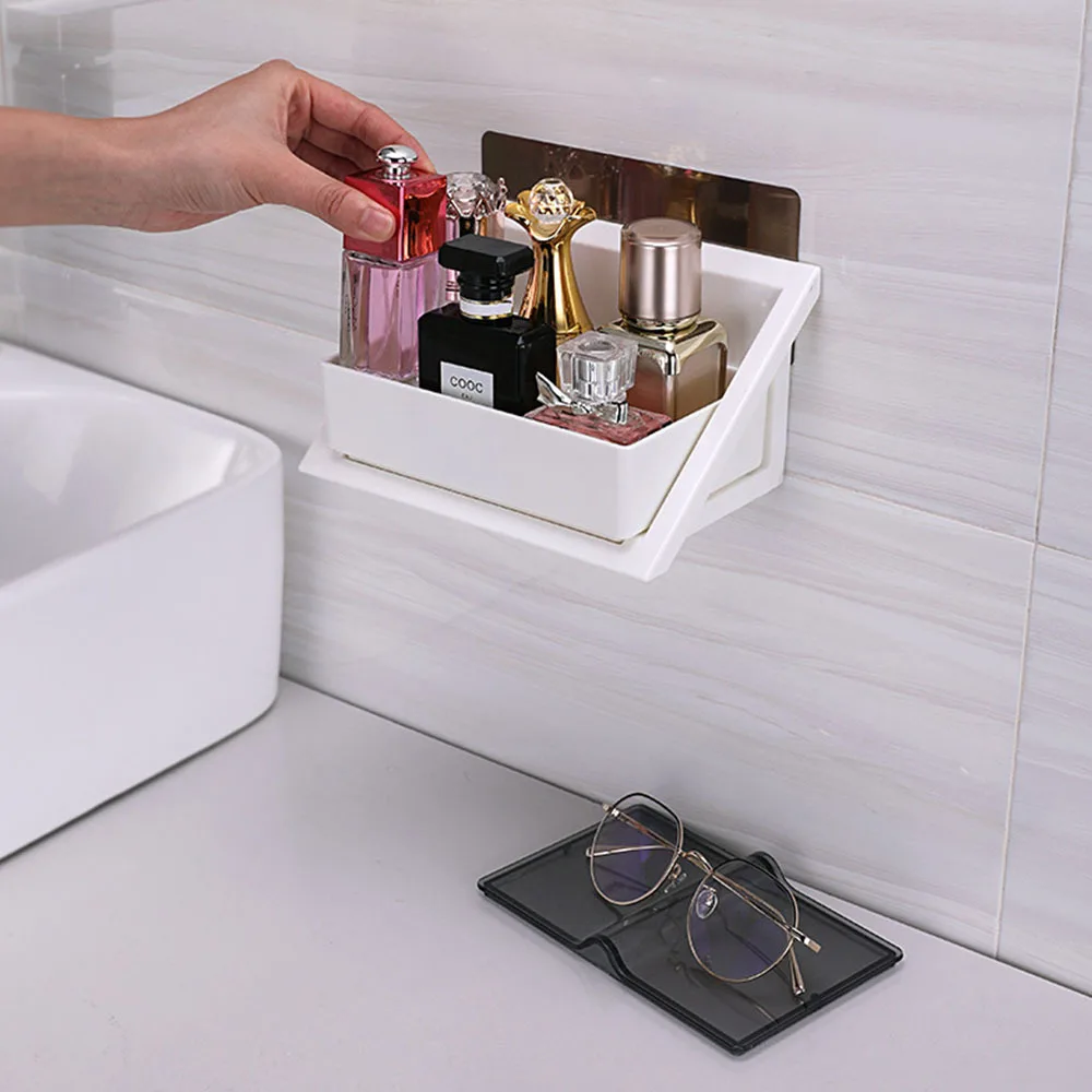 Plastic Storage Rack Bathroom Jewelry Storage Basket Bathroom Rectangular Storage Box Wall Hanging Bathroom Storage Rack