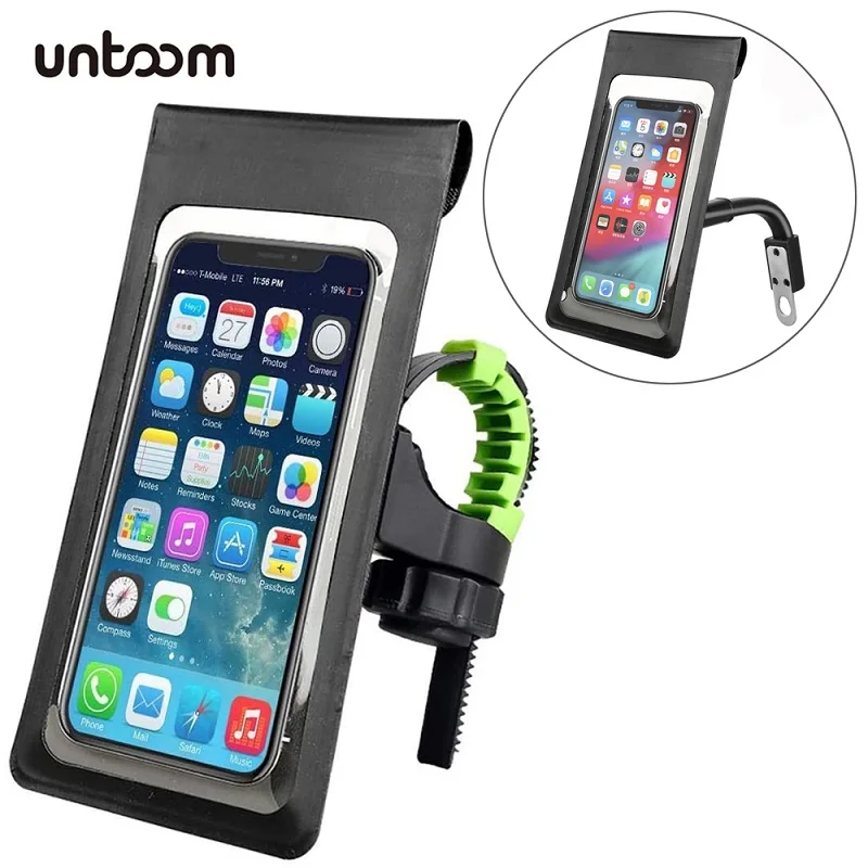 360 °   회전 방수 자전거 전화 가방 케이스 터치 스크린 자전거 핸들 바 전화 홀더 오토바이 백미러 전화 스탠드