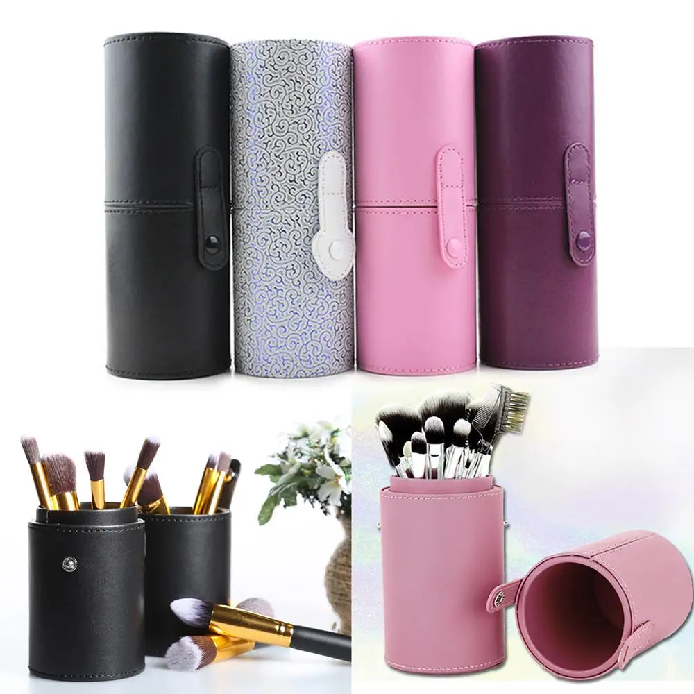  1pc Cosmetic Makeup Brushes Storage Box Table Organizer PU Leather Travel Cosmetic Holder Make Up T