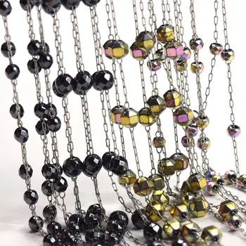 

1M 3/4mm Silver Wire Wrapped Rosary Chain Hematite Beads Chains for Jewelry Making DIY Necklace Bracelet Anklet Accessories